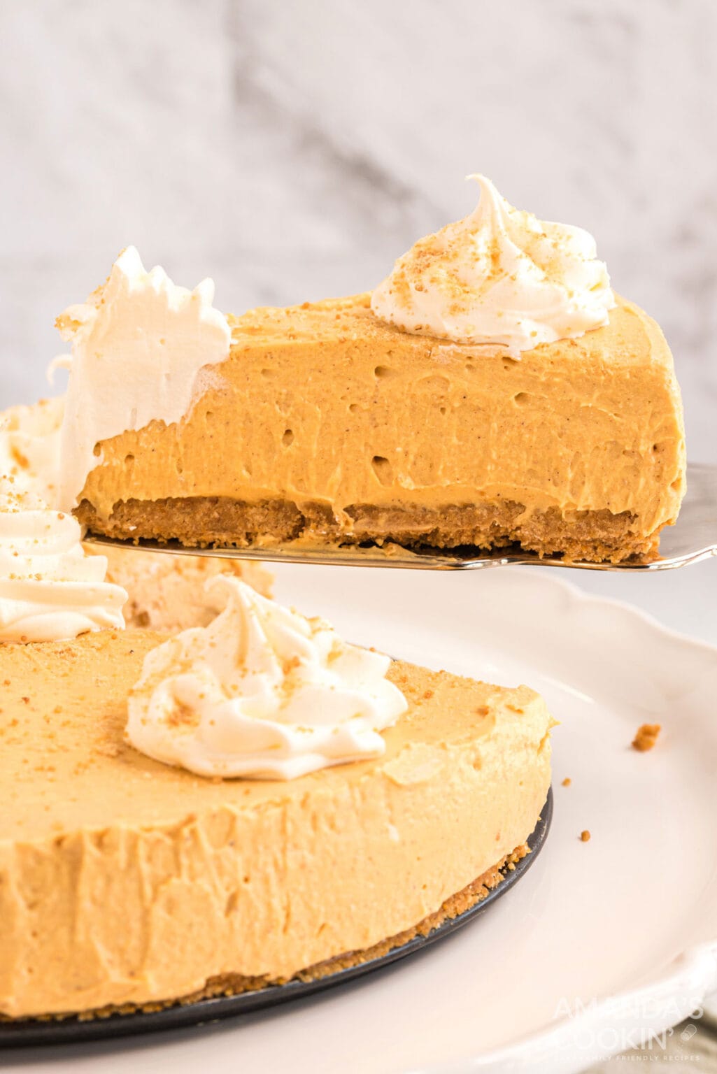 No Bake Pumpkin Cheesecake - Amanda's Cookin' - Cheesecakes