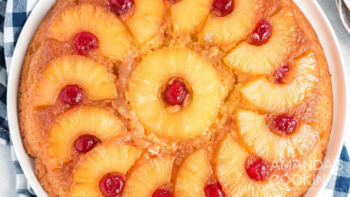 Skillet Pineapple Upside Down Cake - Joyous Apron