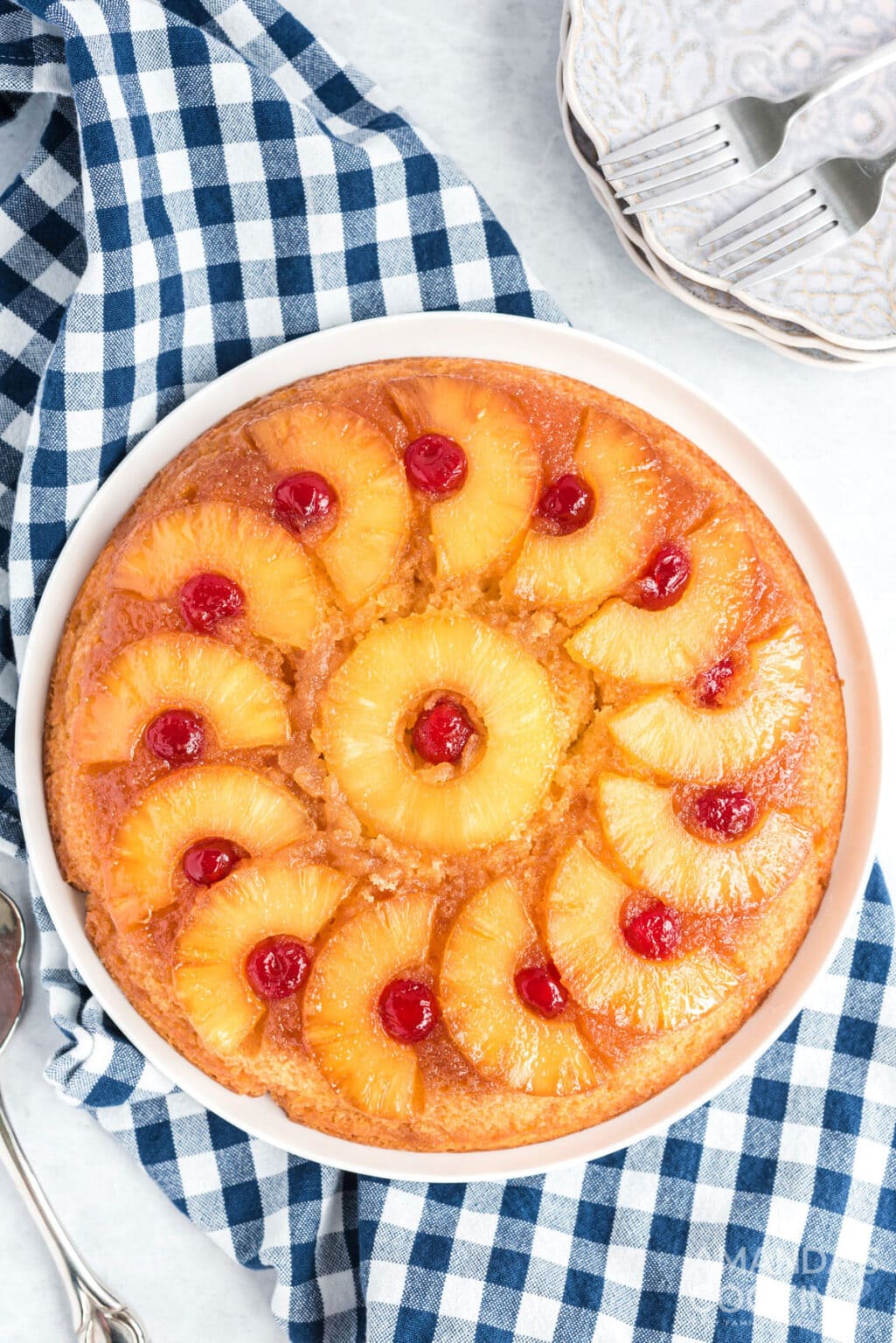 Pineapple Upside Down Cake in a Cast Iron Skillet Amanda