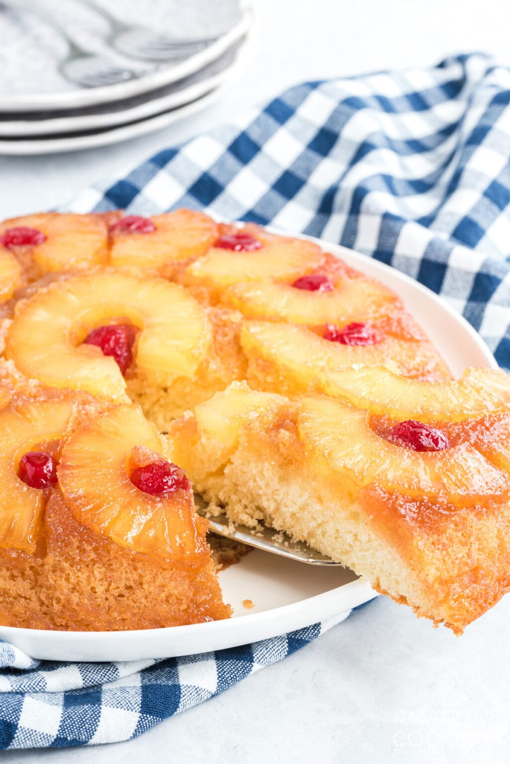 Pineapple Upside Down Cake in a Cast Iron Skillet Amanda's Cookin
