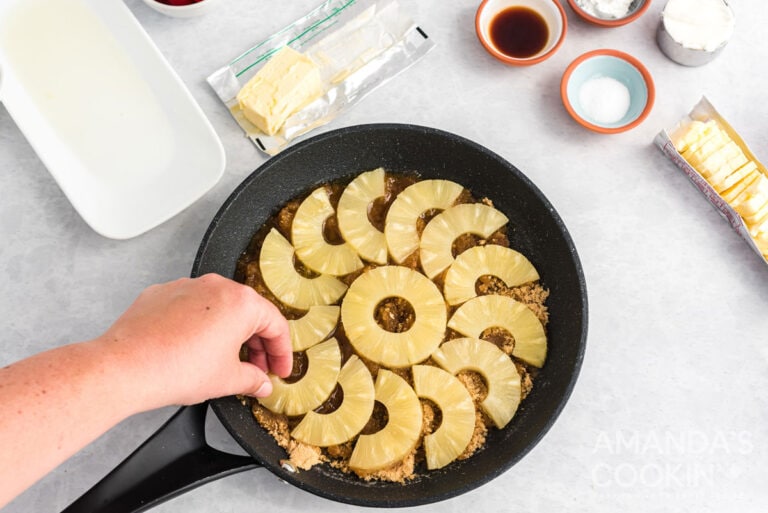 Pineapple Upside Down Cake in a Cast Iron Skillet Amanda's Cookin' Cake & Cupcakes