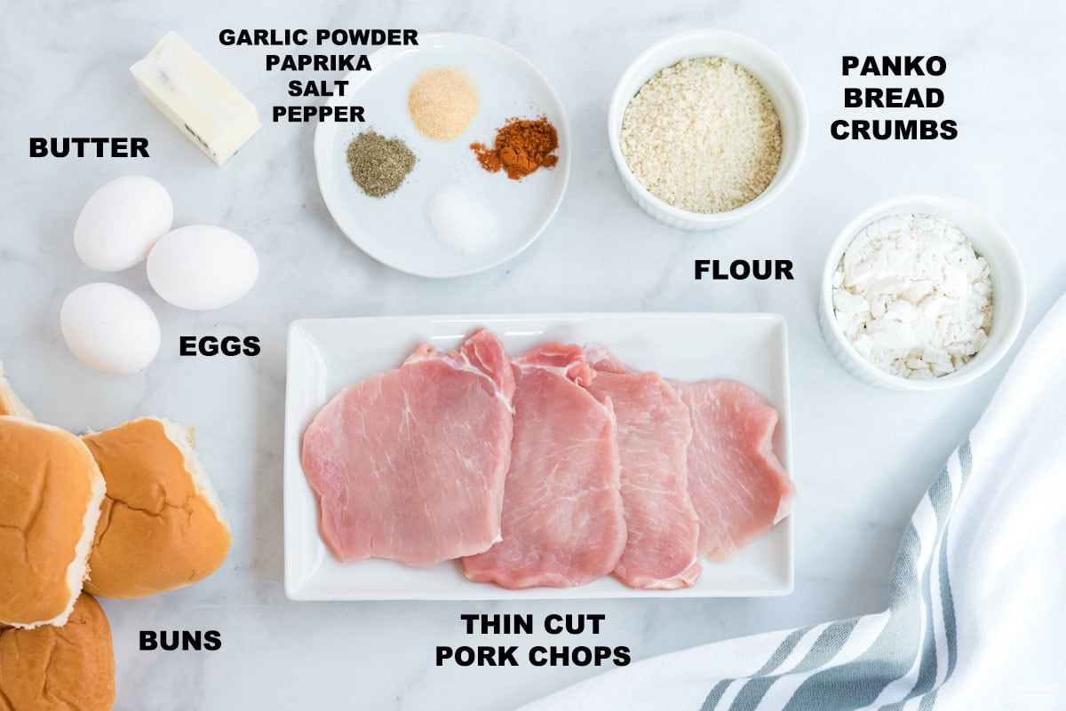 labeled ingredients for pork tenderloin sandwich