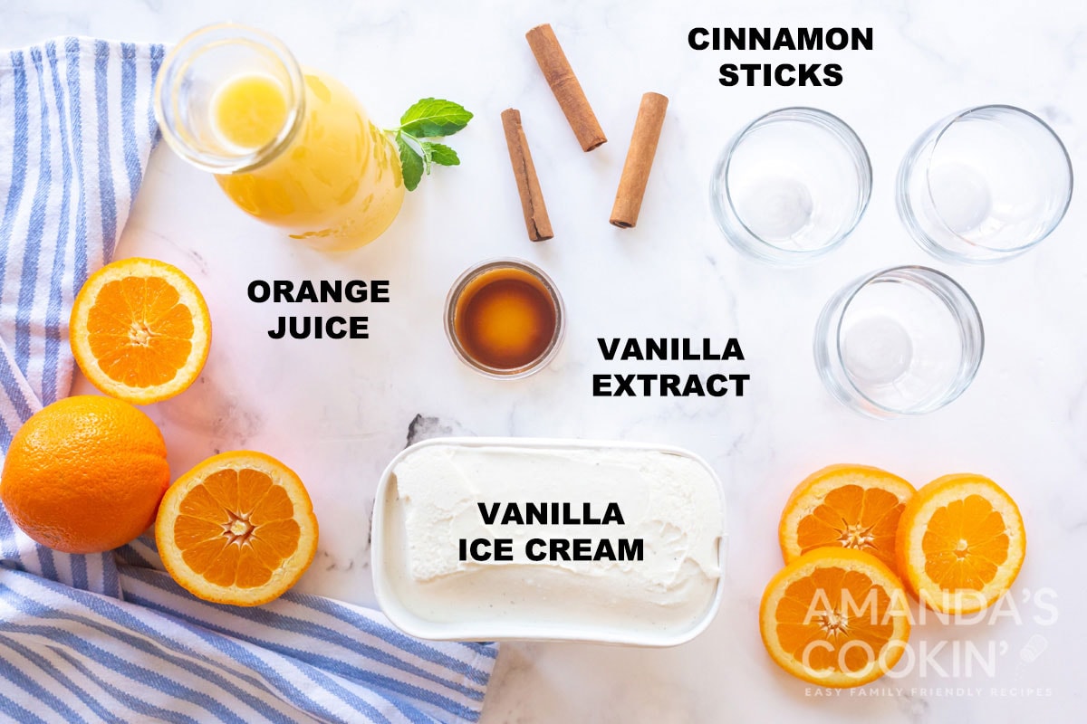 labeled ingredients for vanilla orange punch
