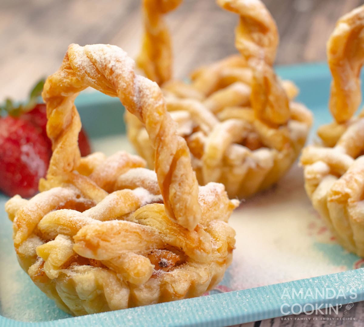 mini apples pies with pie dough basket handles