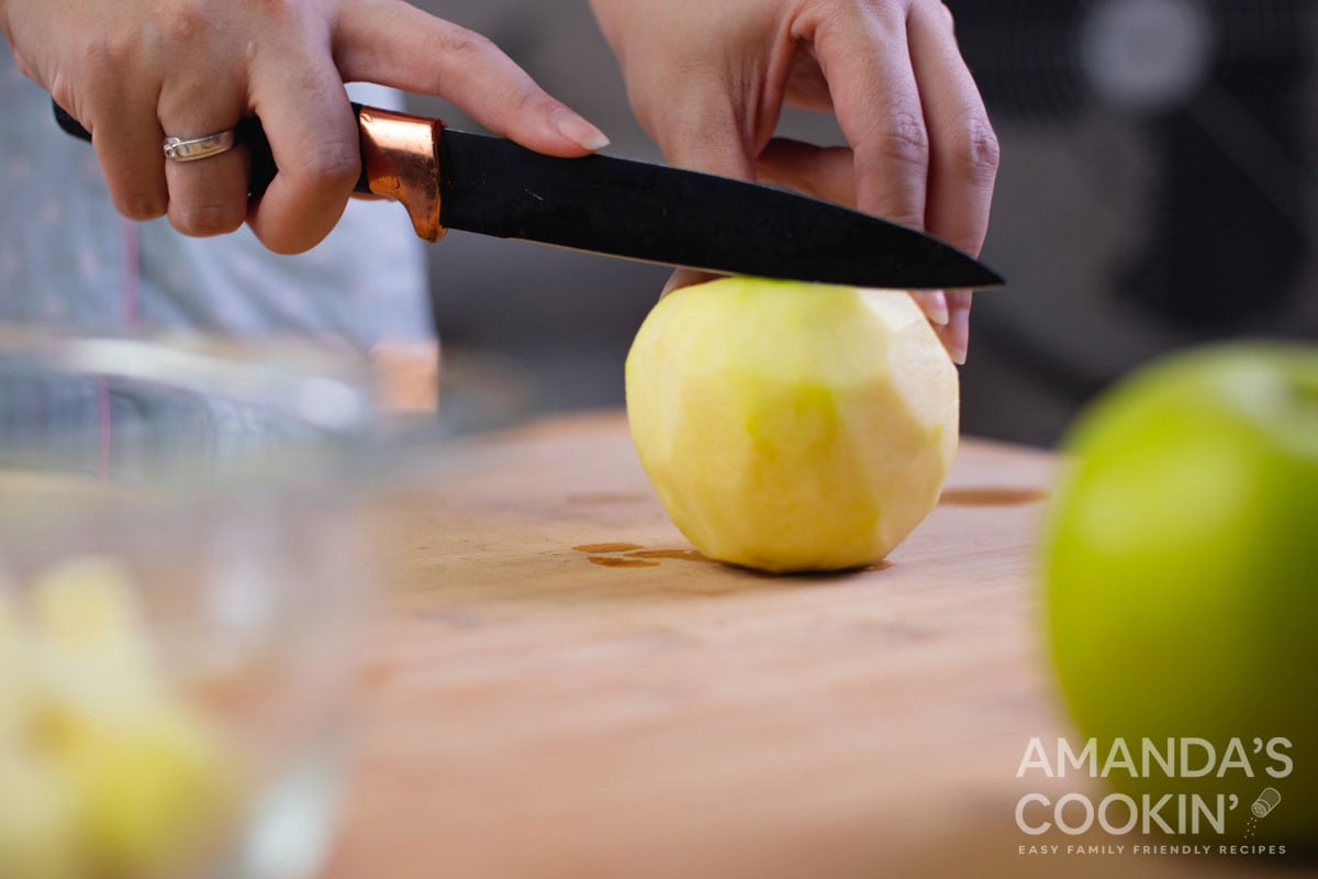 cutting an apple