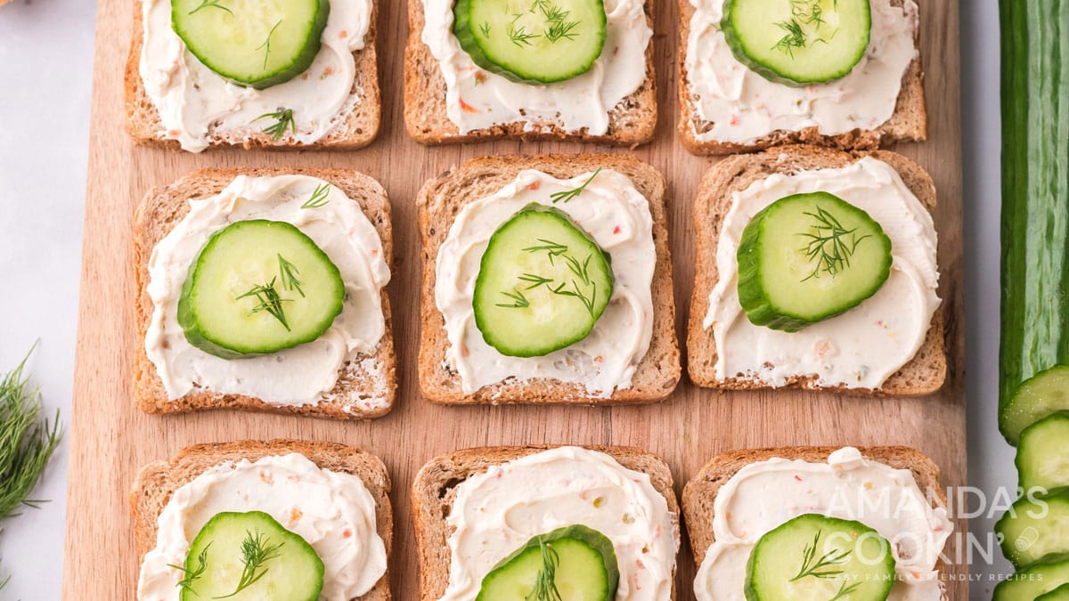 Mini Cucumber Sandwiches - Amanda's Cookin' - Apps & Finger Foods