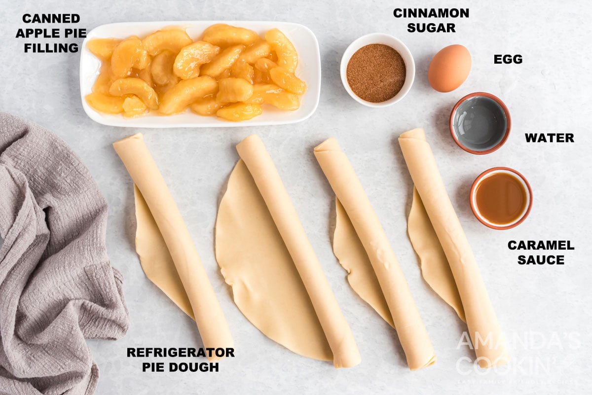 labeled ingredients for apple pie cookies