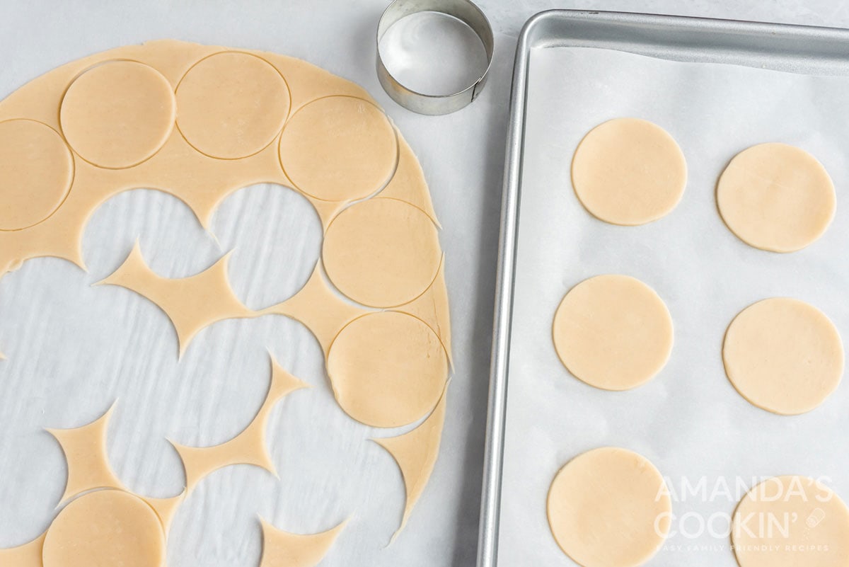 pie dough with circles cut out