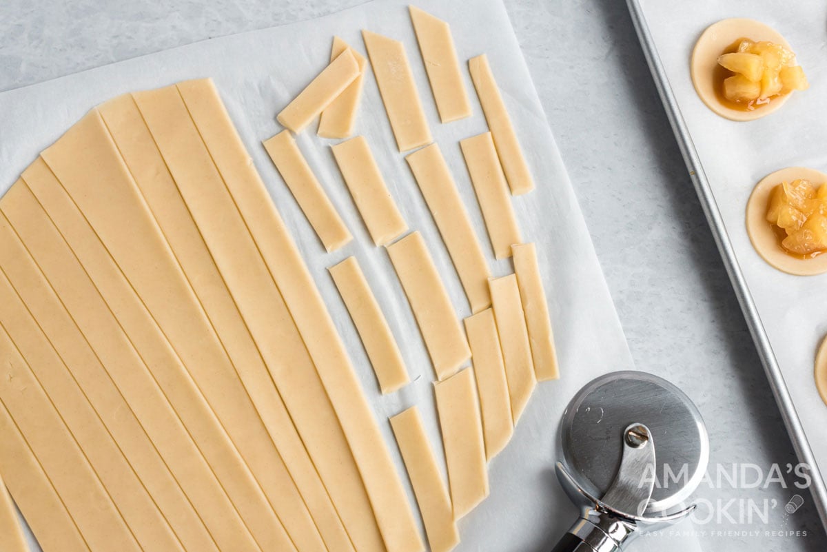 pie dough cut into strips