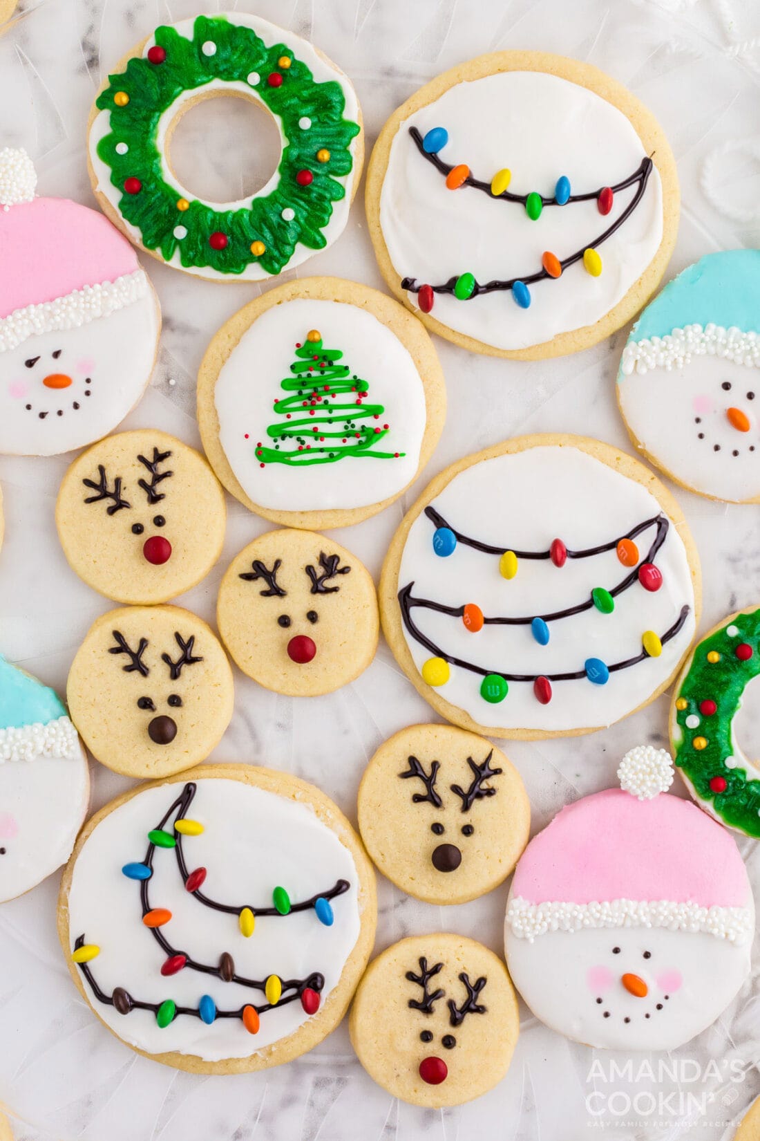 a variety of decorated sugar cookies