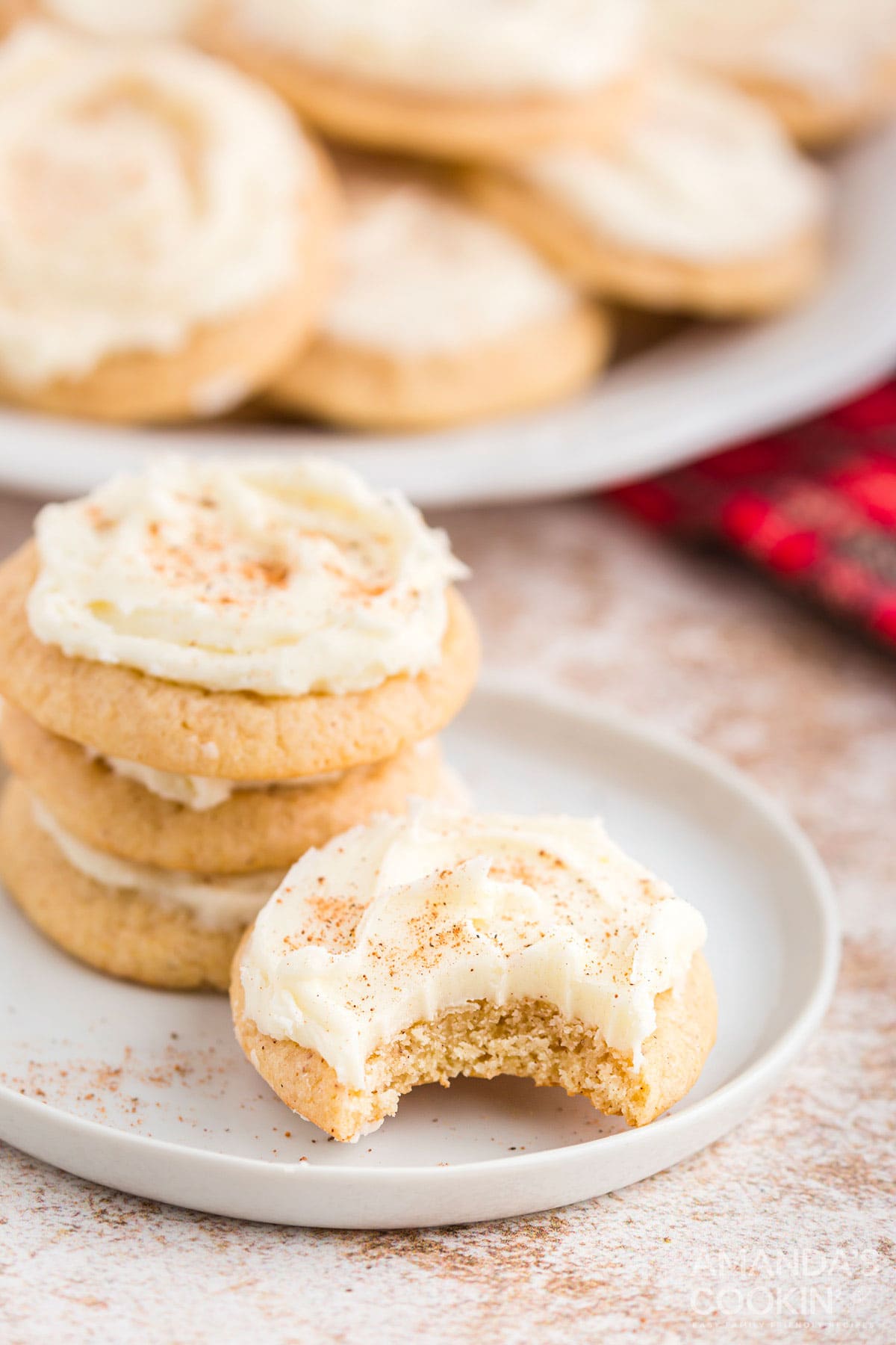 eggnog cookie with a bit out of it