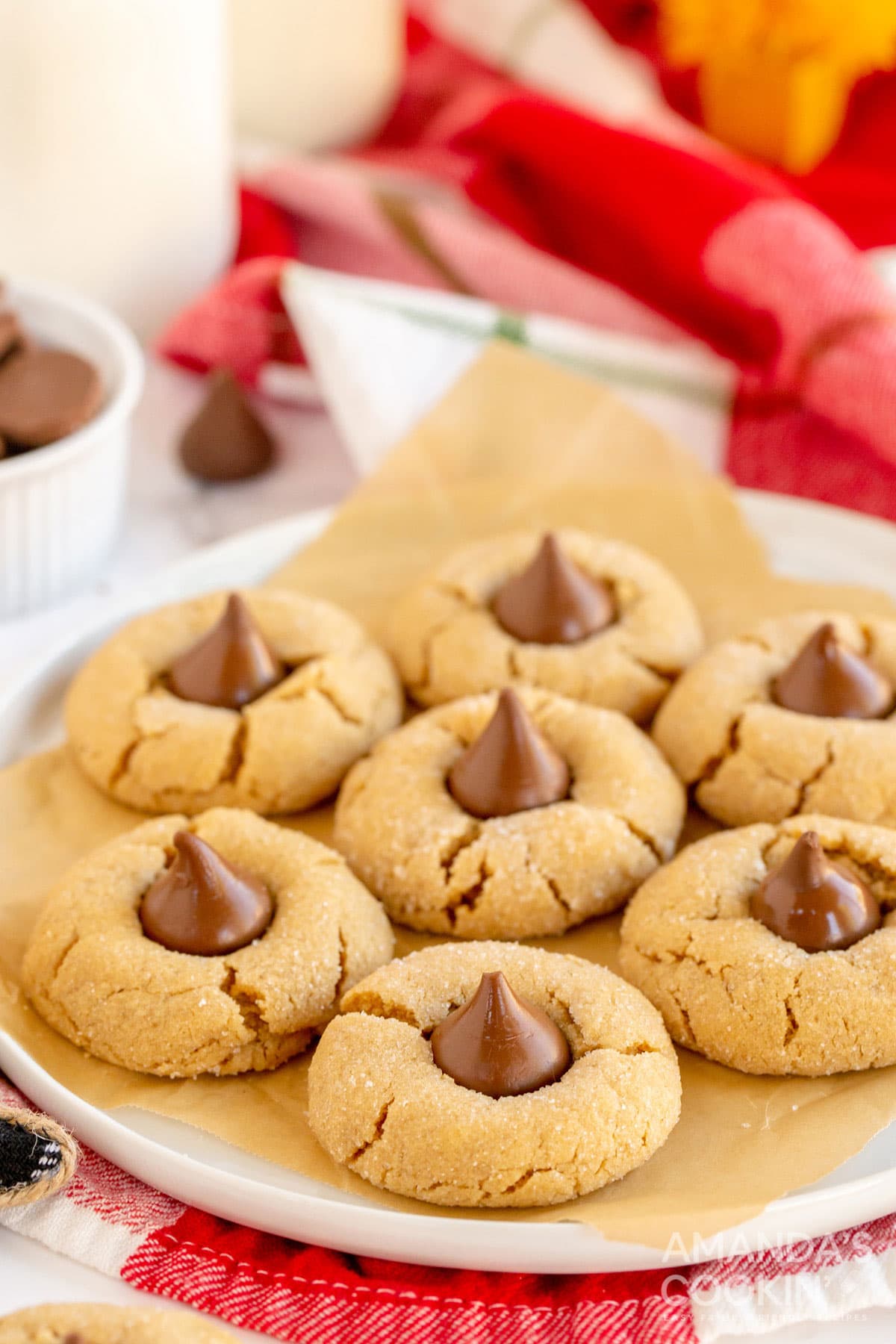 plate of peanut butter blossoms