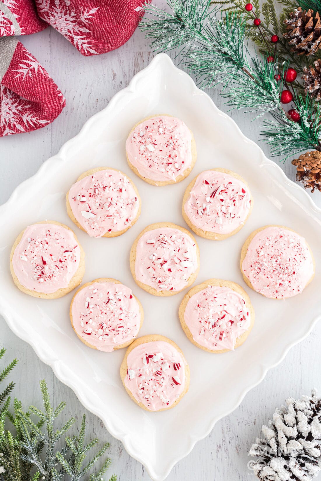 plate of pink peppermint cookies