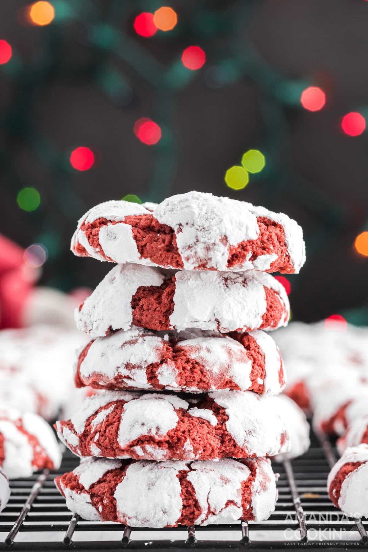 stack of red velvet cookies