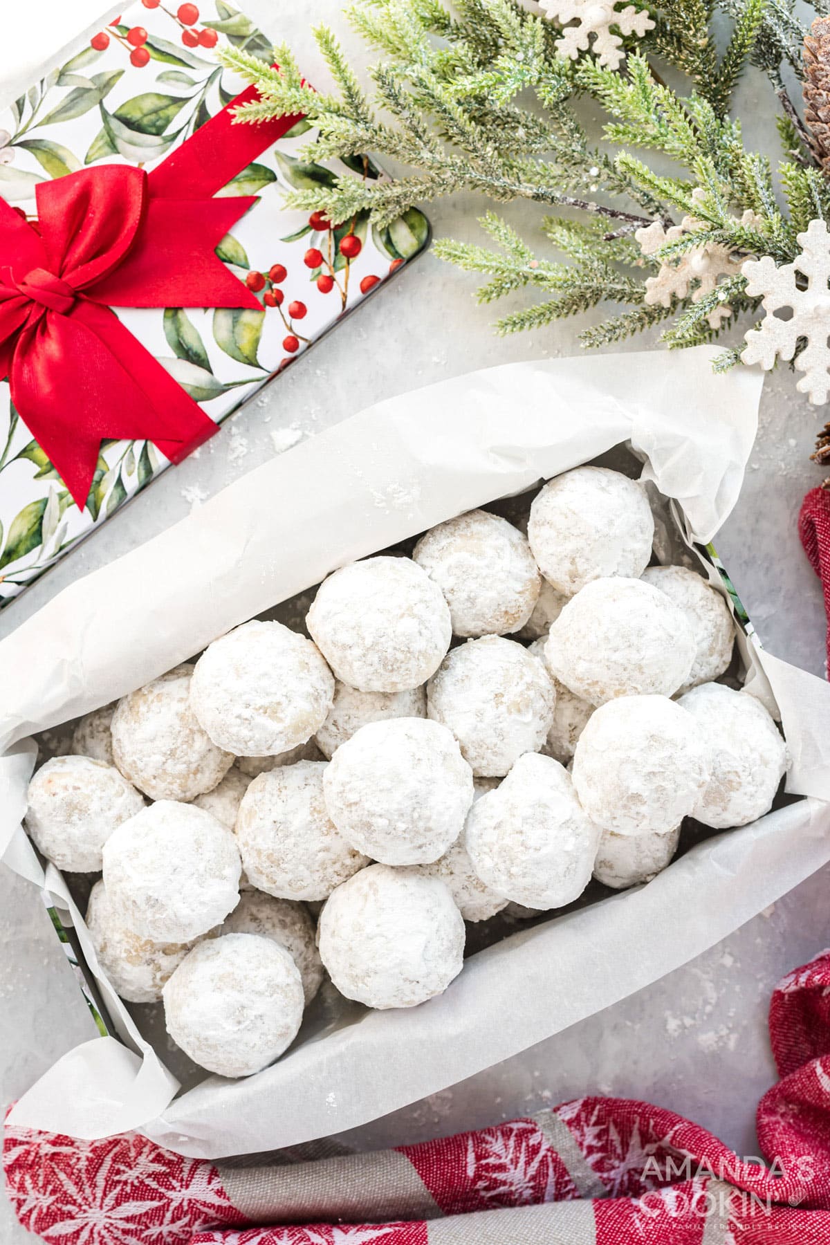 snowball cookies in a box