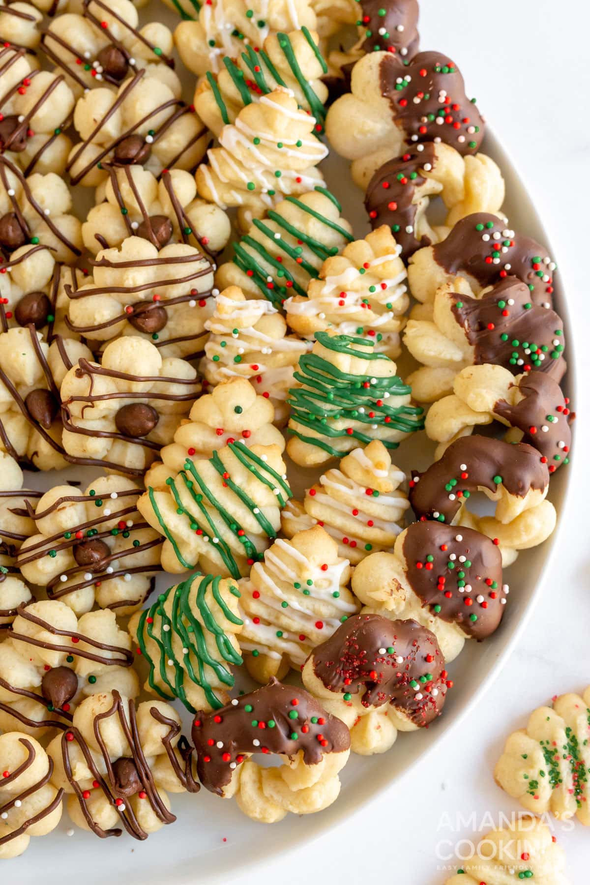 plate of decorated spritz cookies