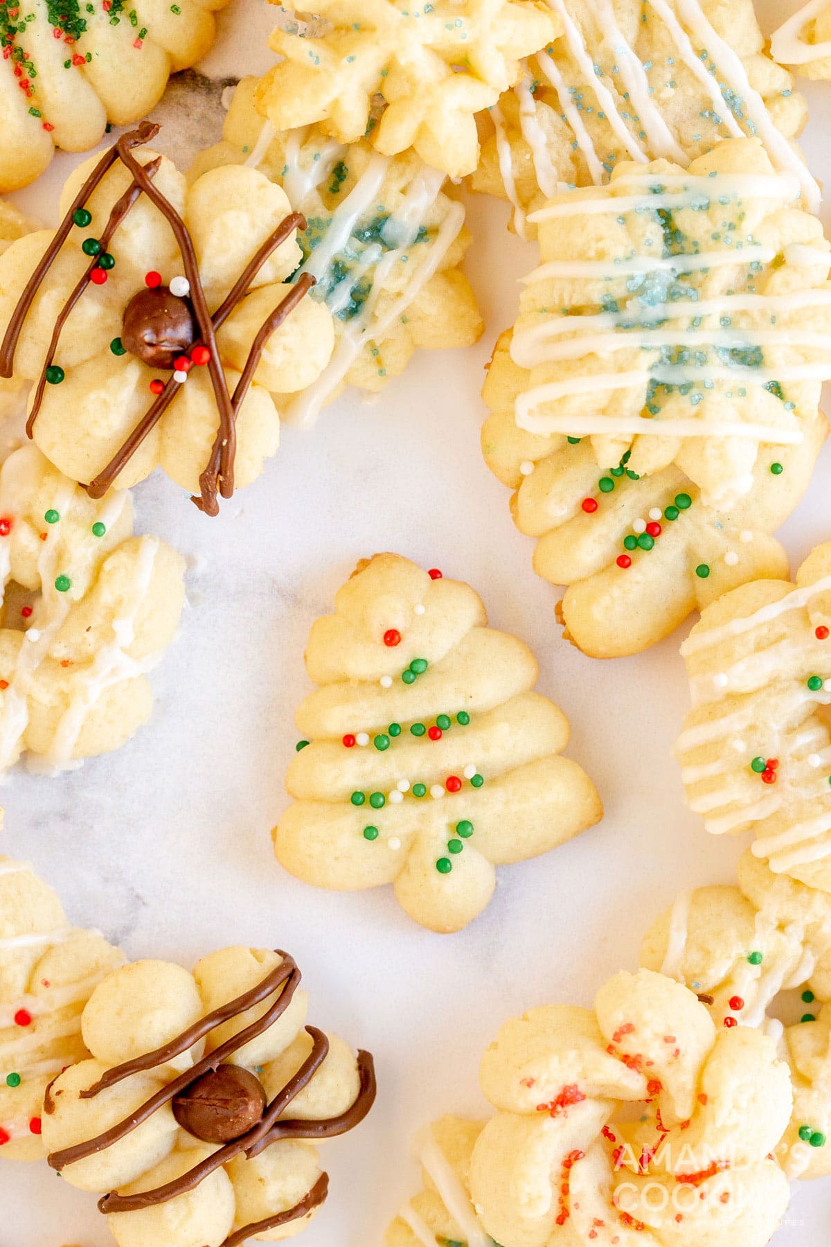 close up of spritz cookies