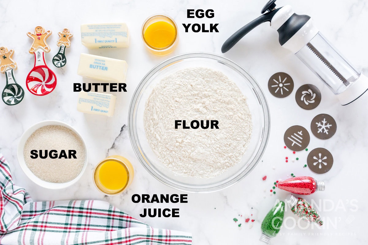 labeled ingredients for spritz cookies