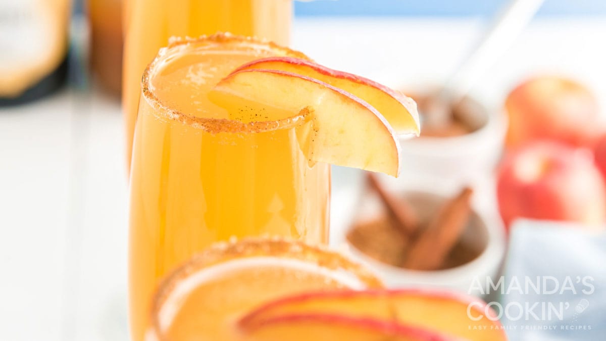 glasses garnished with apples