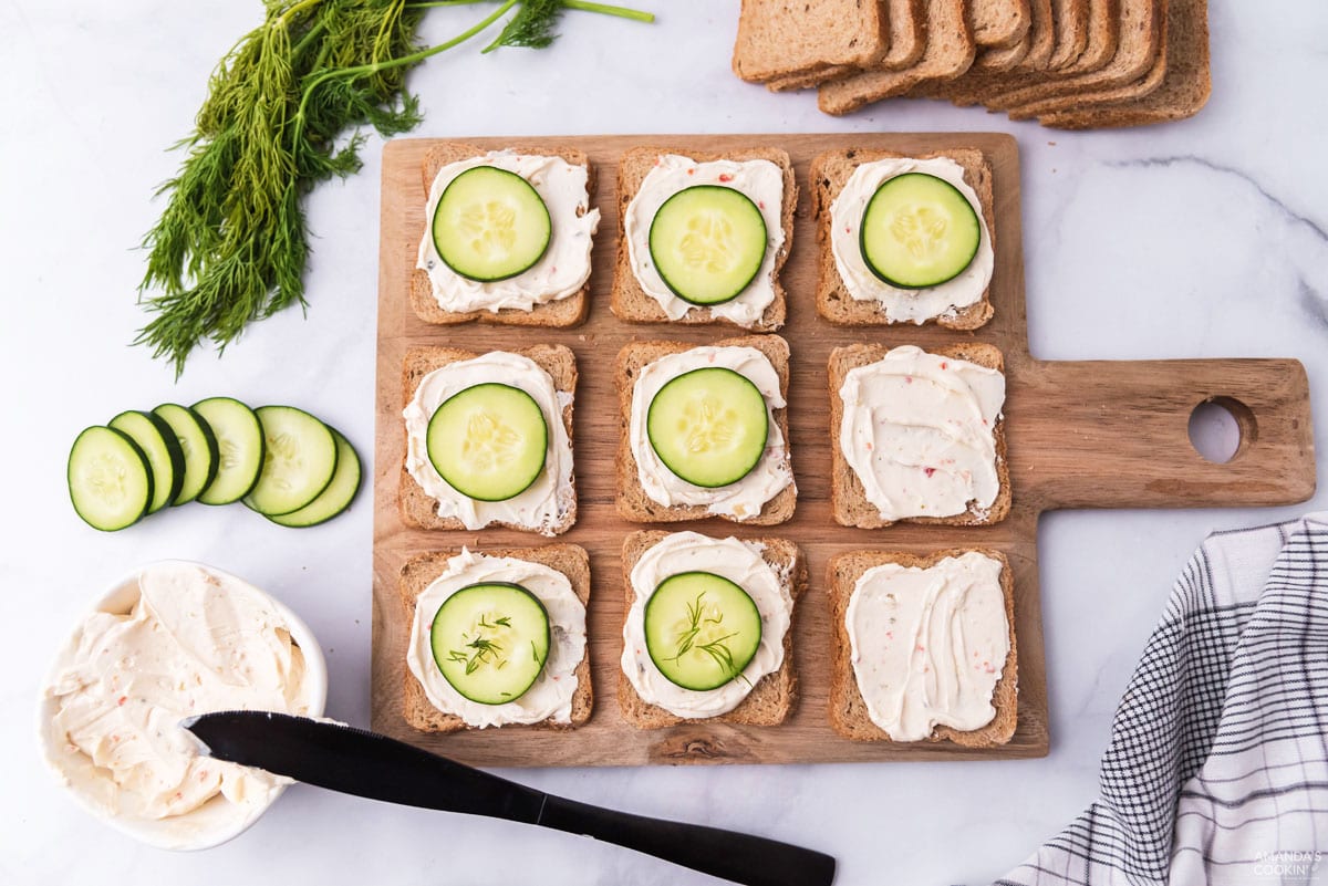 Mini Cucumber Sandwiches - Amanda's Cookin' - Apps & Finger Foods