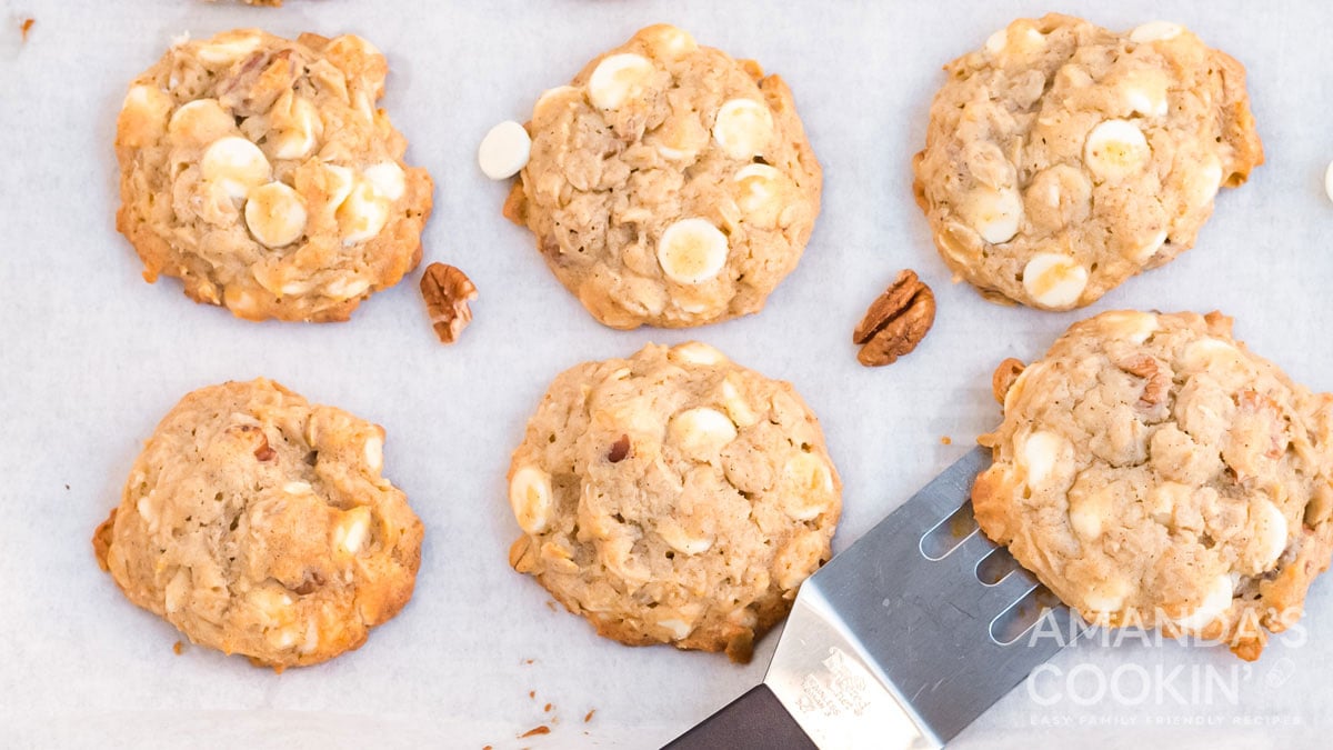 banana cookies and a spatula