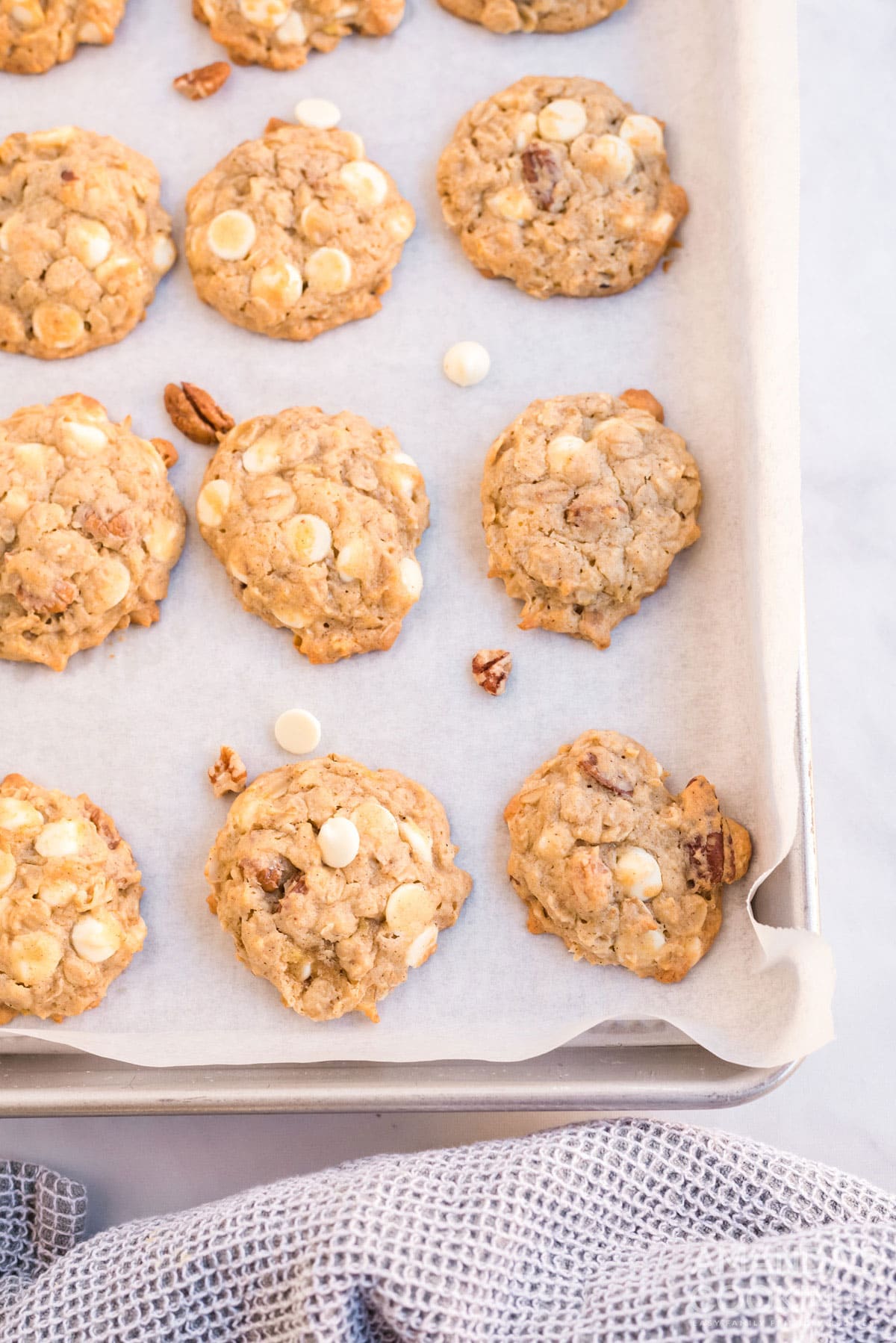 banana cookies on a baking sheet