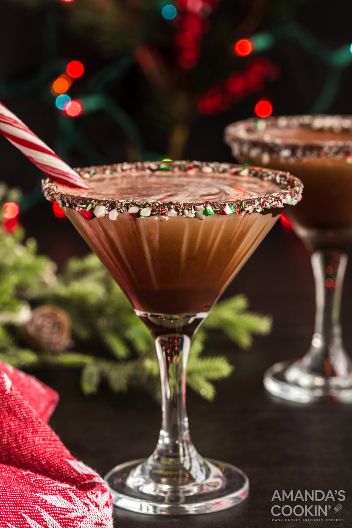 chocolate peppermint martini with another one behind it