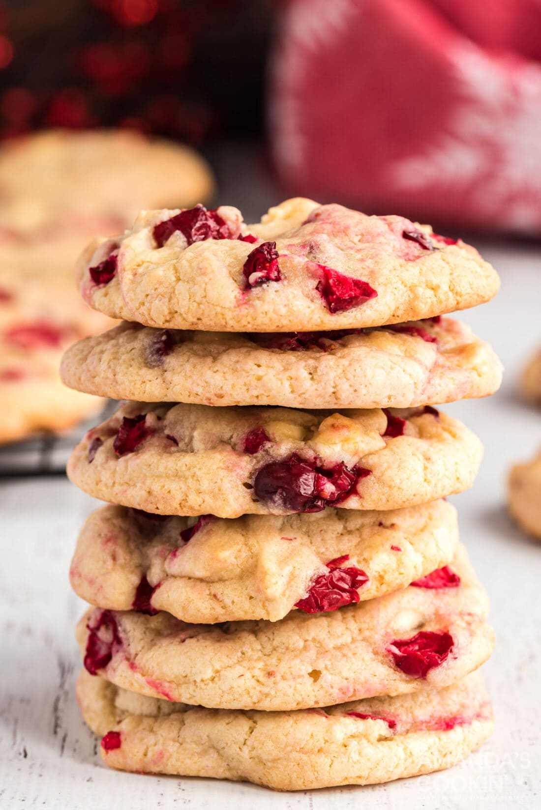 STACK OF White Chocolate Cranberry Cookies