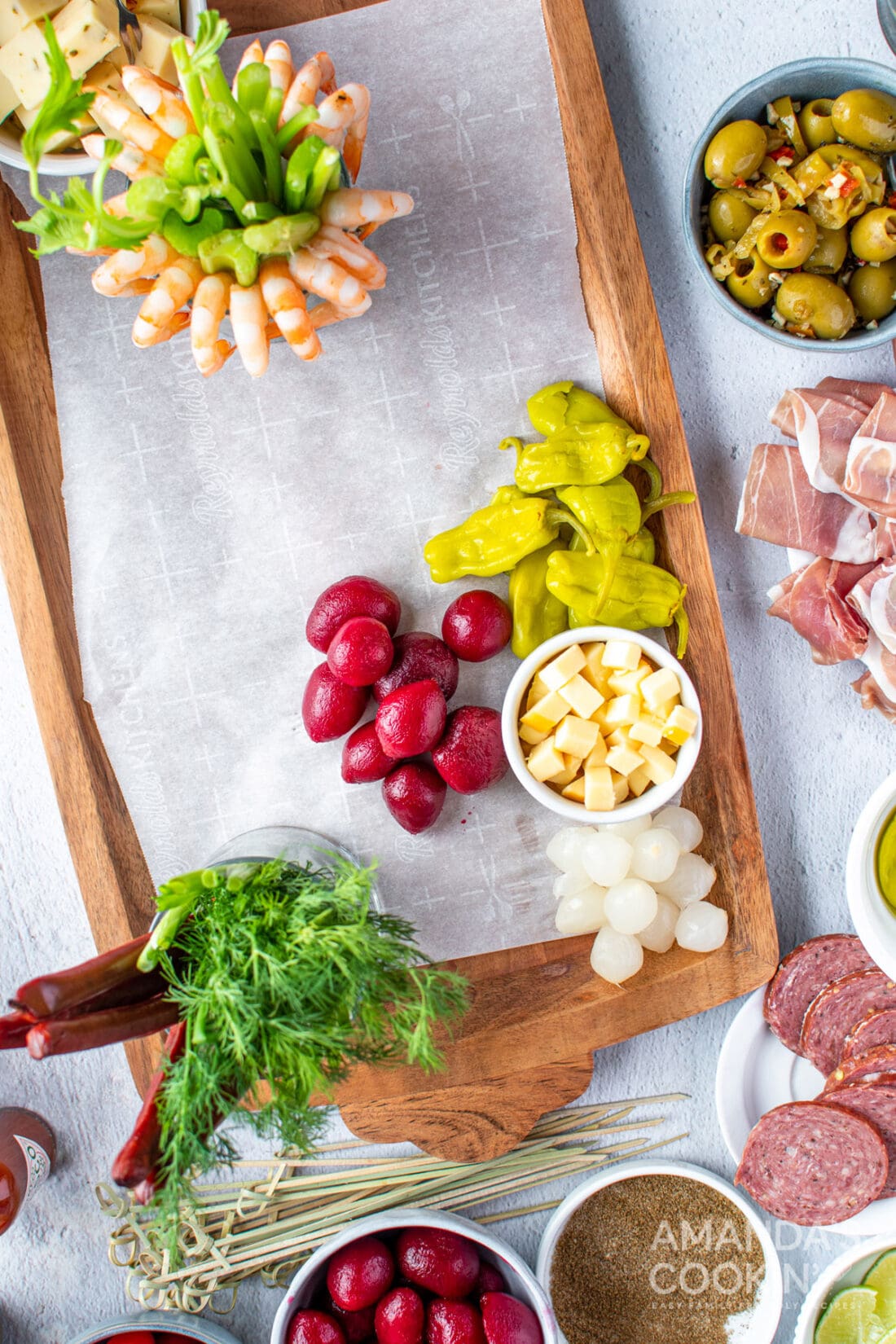 Bloody Mary Charcuterie Board - Amanda's Cookin' - Apps & Finger Foods