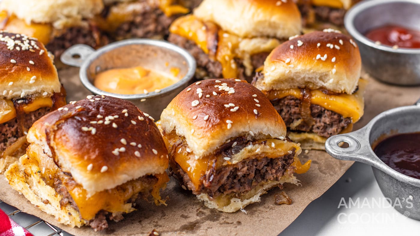 Cheeseburger Sliders - Amanda's Cookin' - Dinner Sandwiches