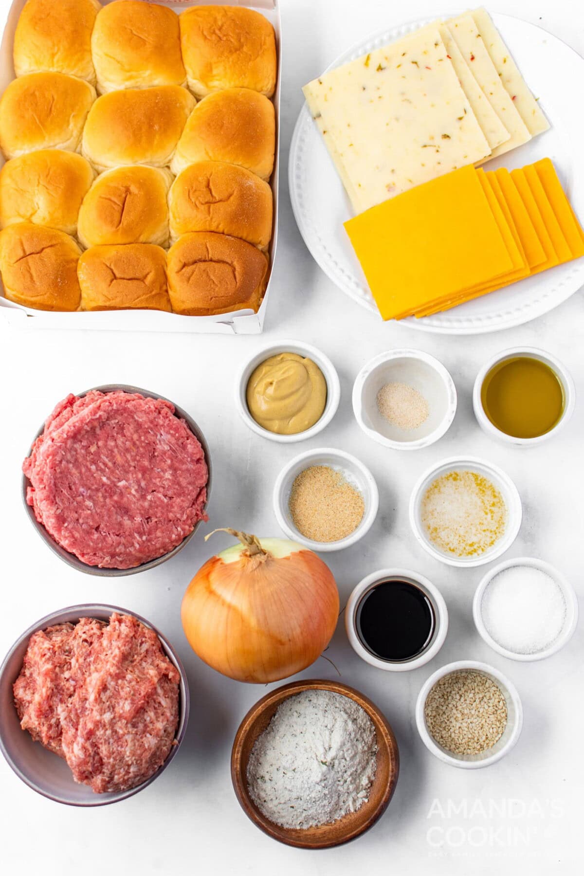 ingredients for cheeseburger sliders