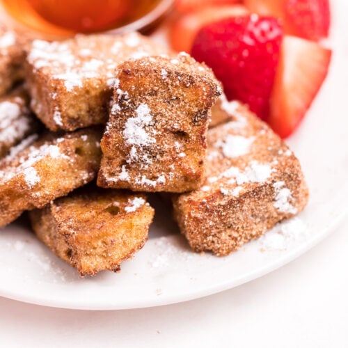 Air Fryer French toast bites on a plate