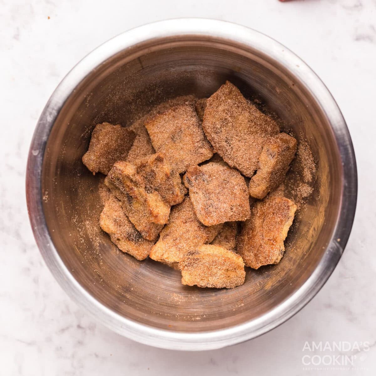 french toast squares coated in cinnamon sugar