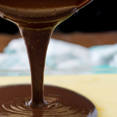 pouring melted chocolate