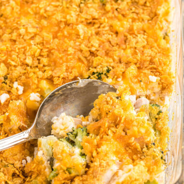 serving chicken broccoli rice casserole