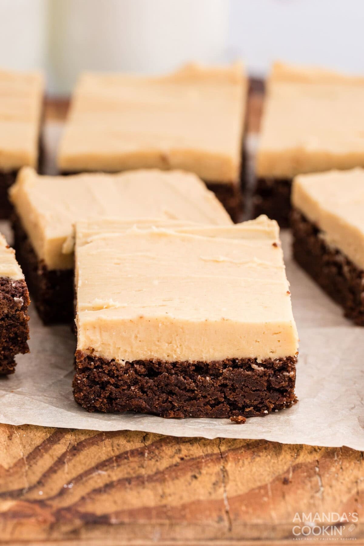 FUDGE BROWNIE SQUARES WITH PEANUT BUTTER FROSTING