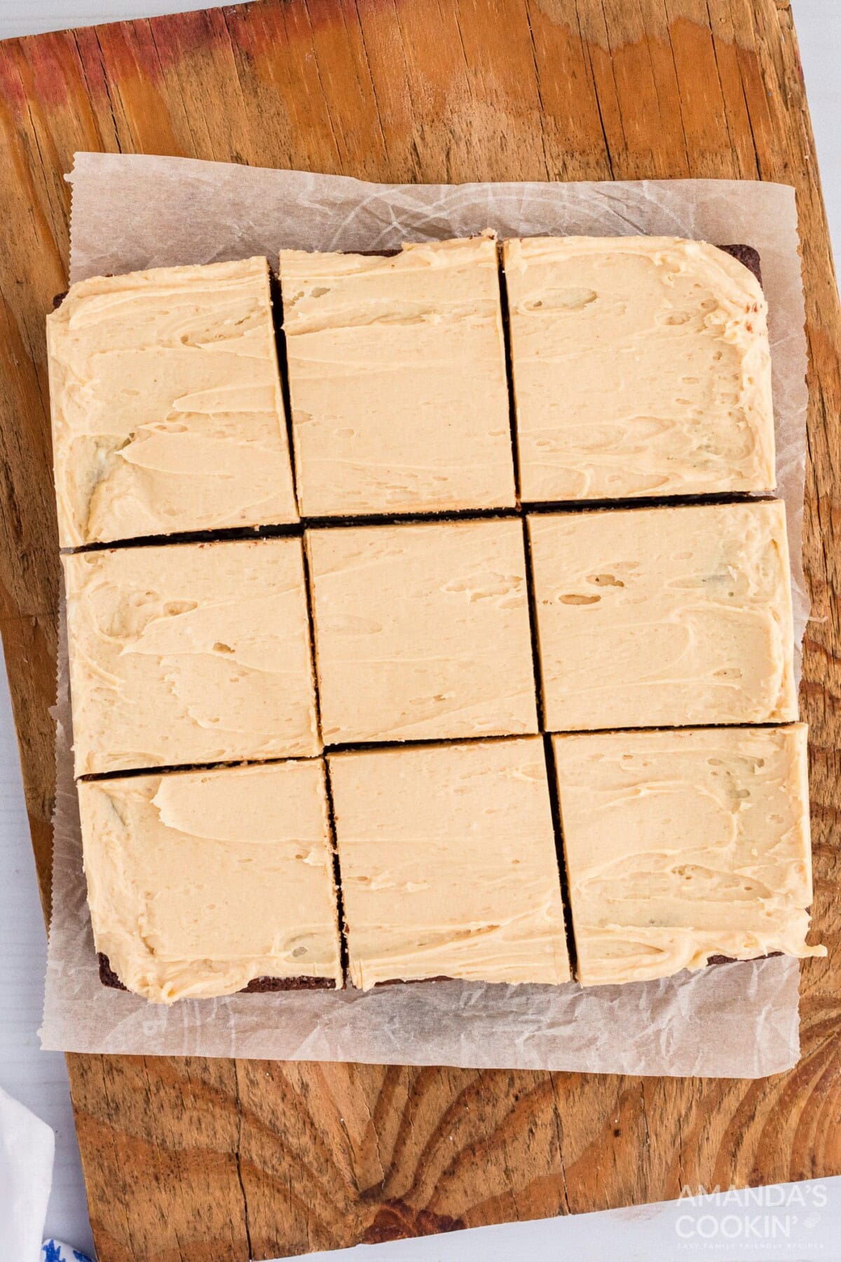 brownies frosted and cut into squares