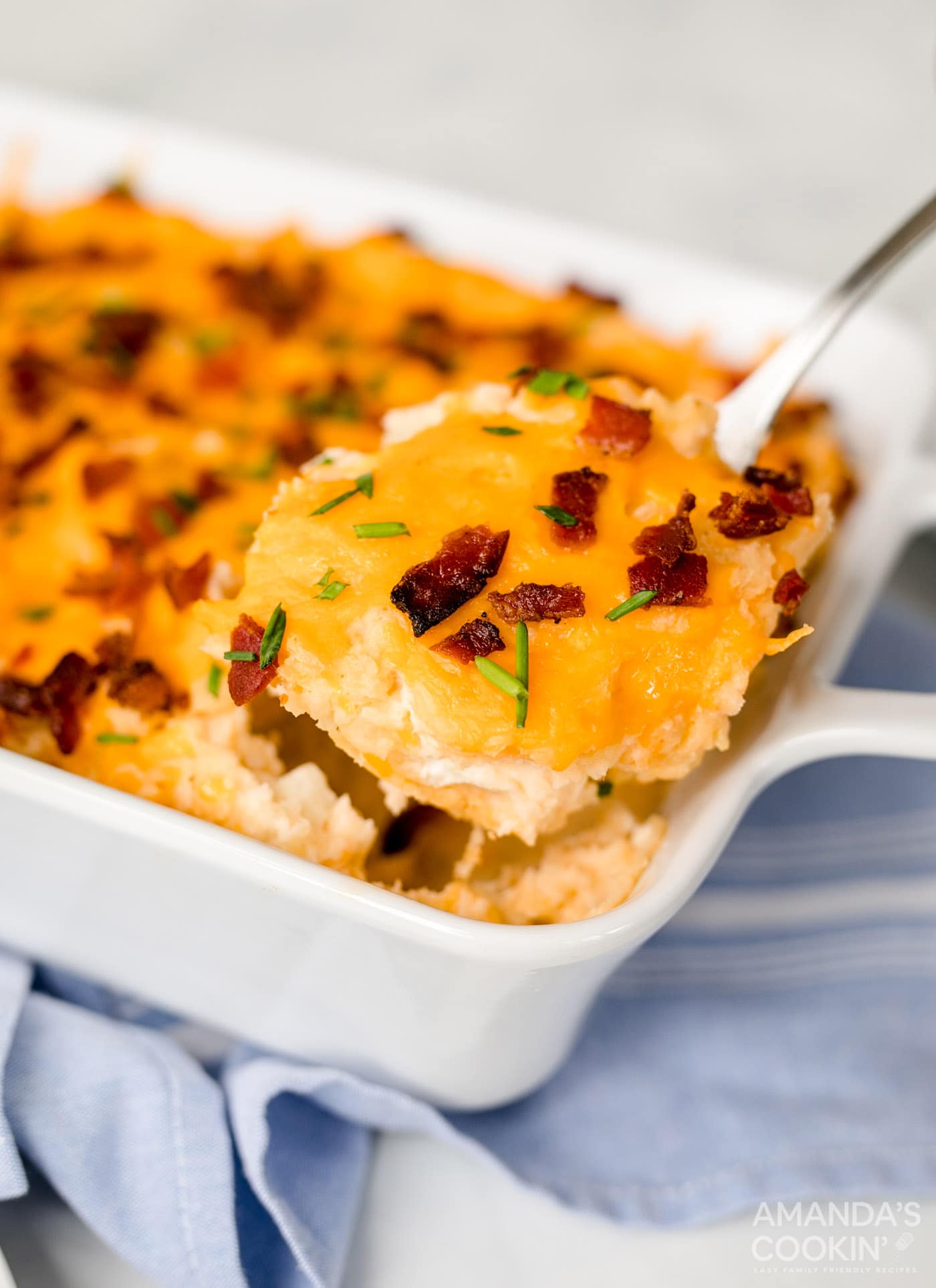 Loaded Mashed Potato Casserole - Amanda's Cookin' - Vegetables