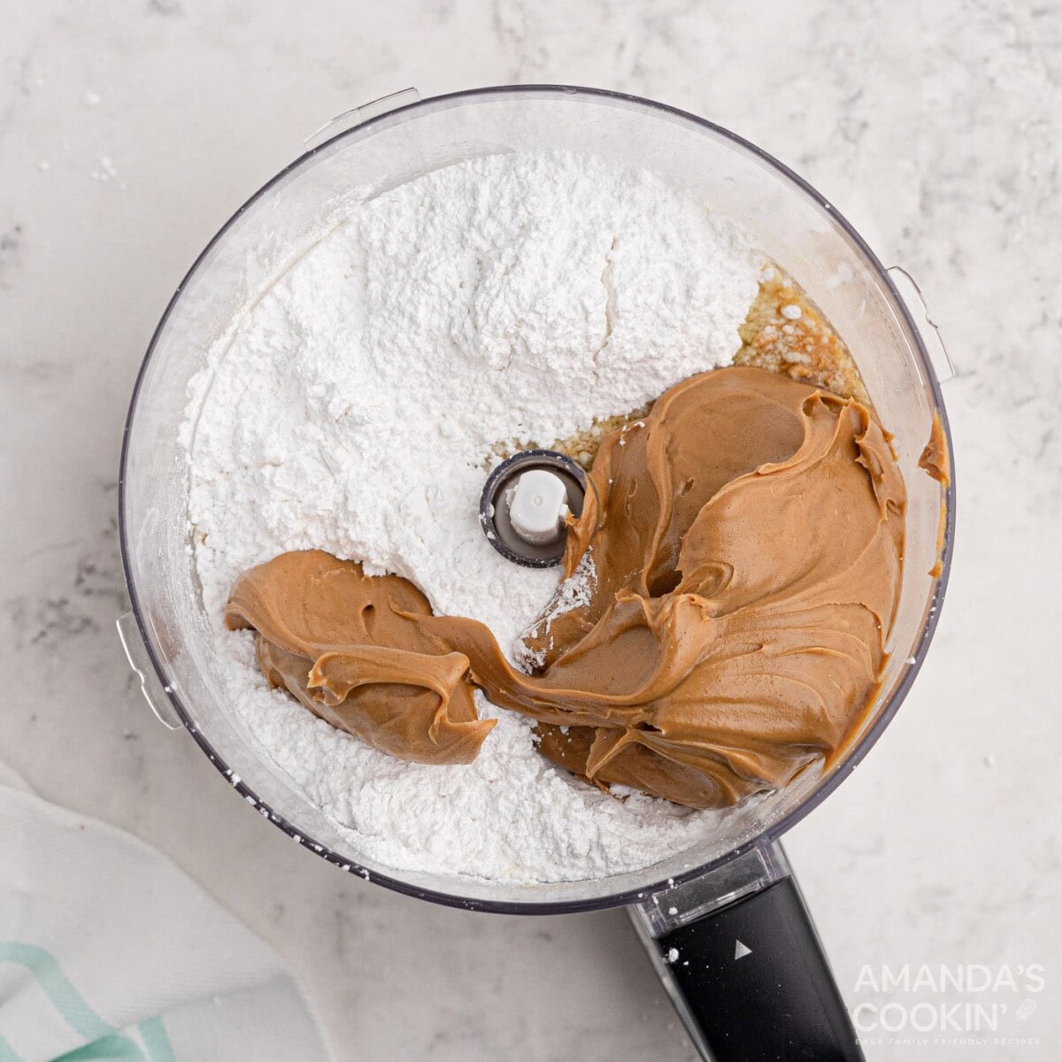 peanut butter bar ingredients in a food processor