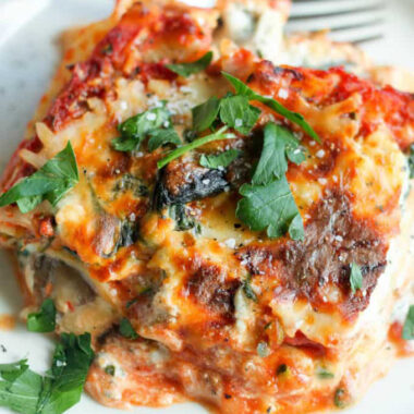 plate of veggie lasagna