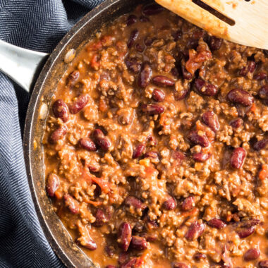 chili in a skillet