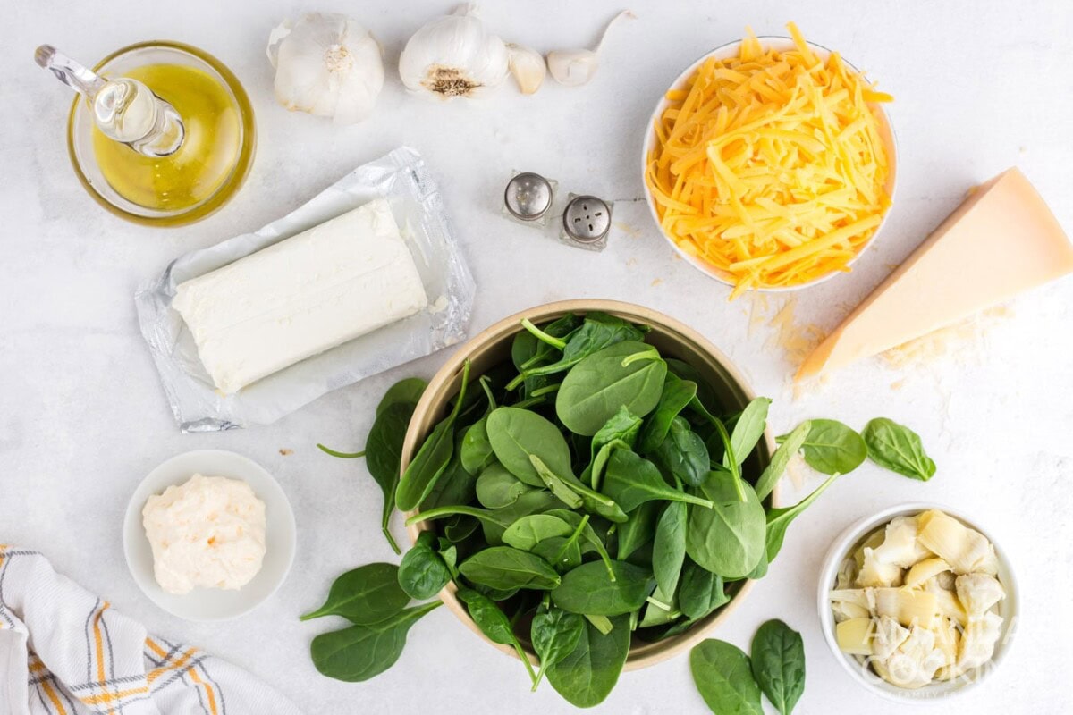 ingredients for hot spinach dip