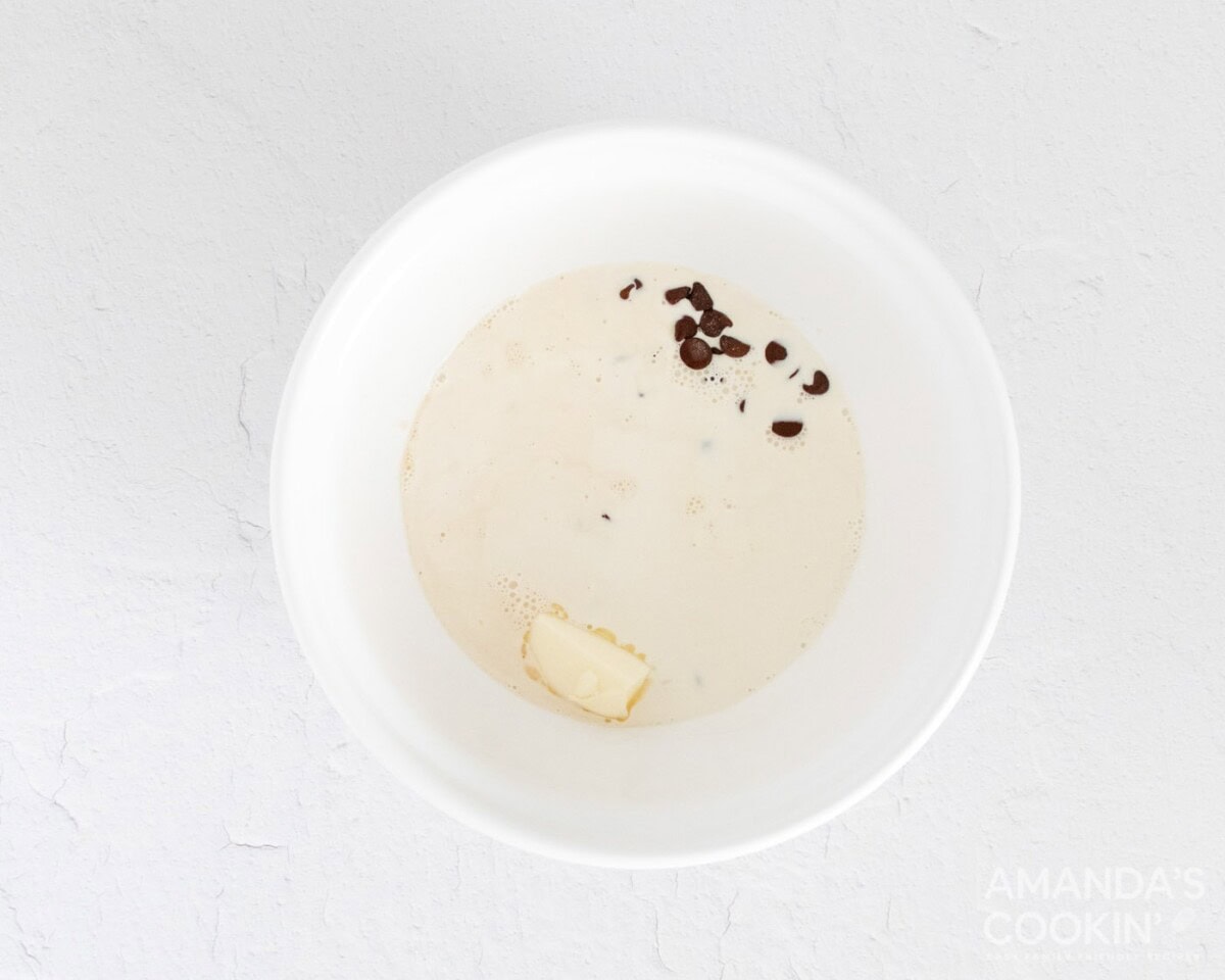 butter, chocolate, and cream in bowl