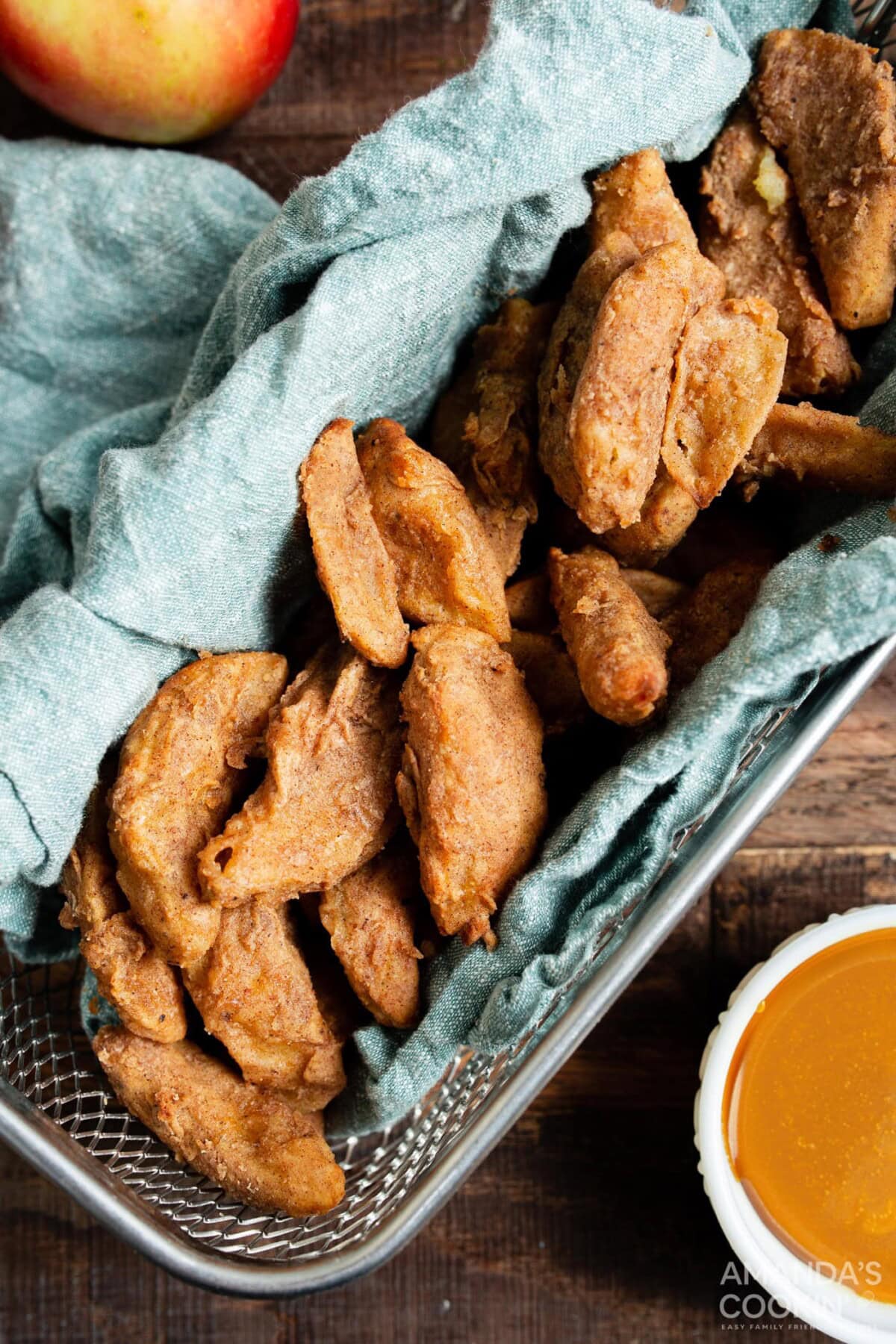 air fryer apple fries in basket