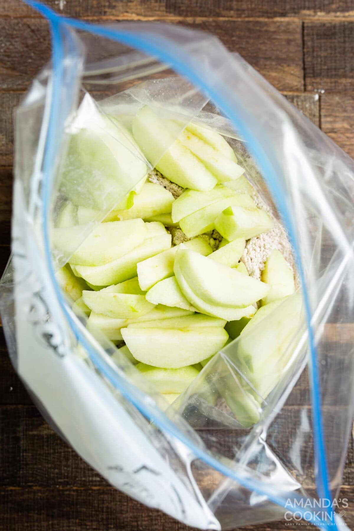 apples in a bag with flour
