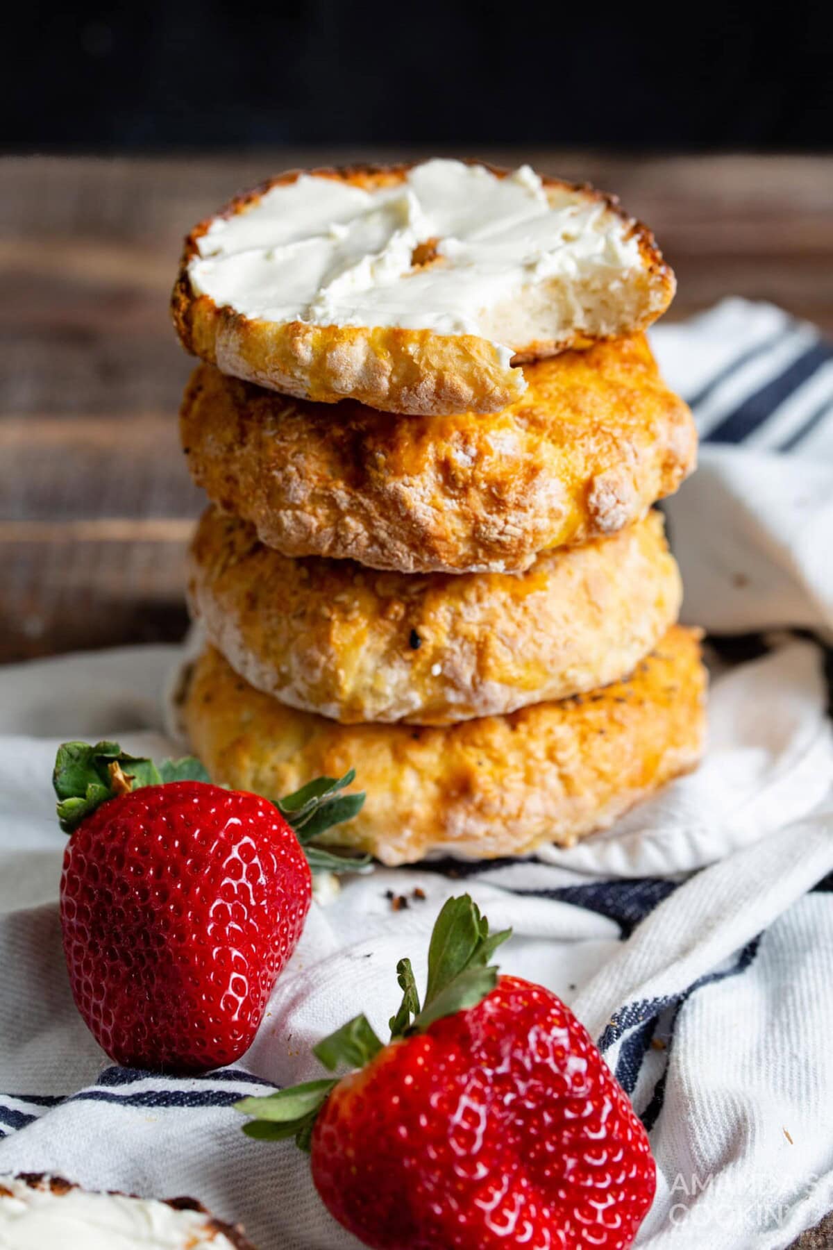 stack of air fryer bagels
