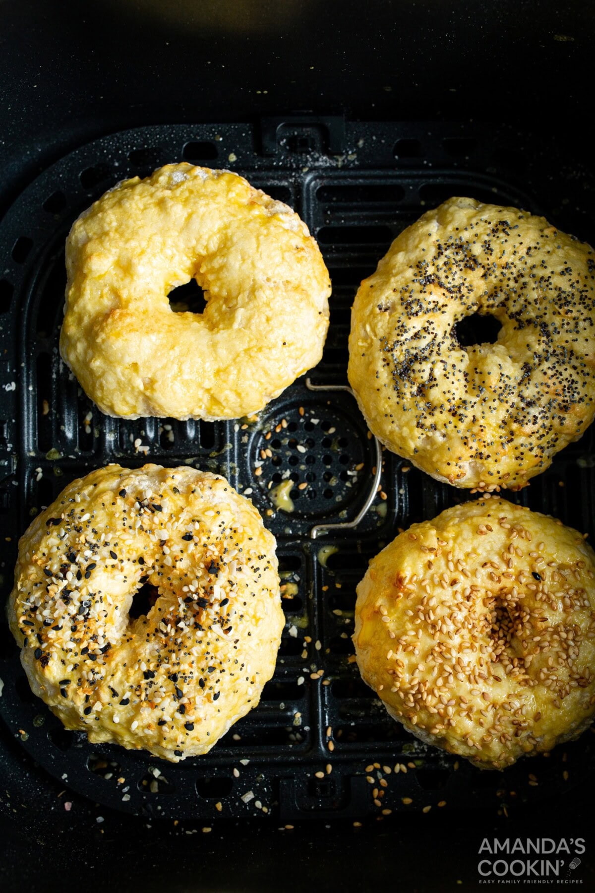 air fryer bagels brushed with egg wash