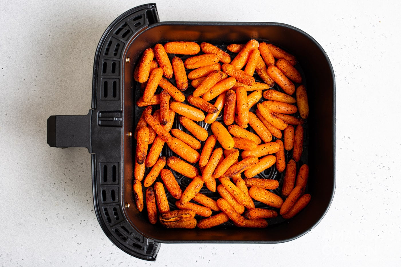 cooked carrots in an air fryer
