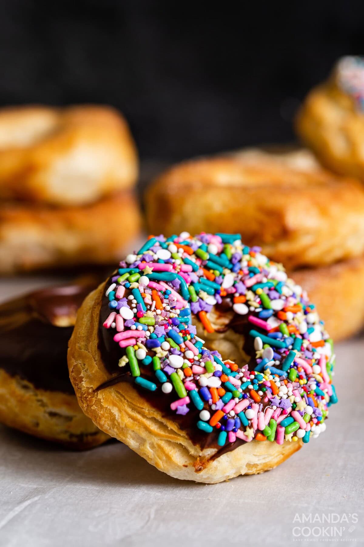 chocolate sprinkled air fryer donut