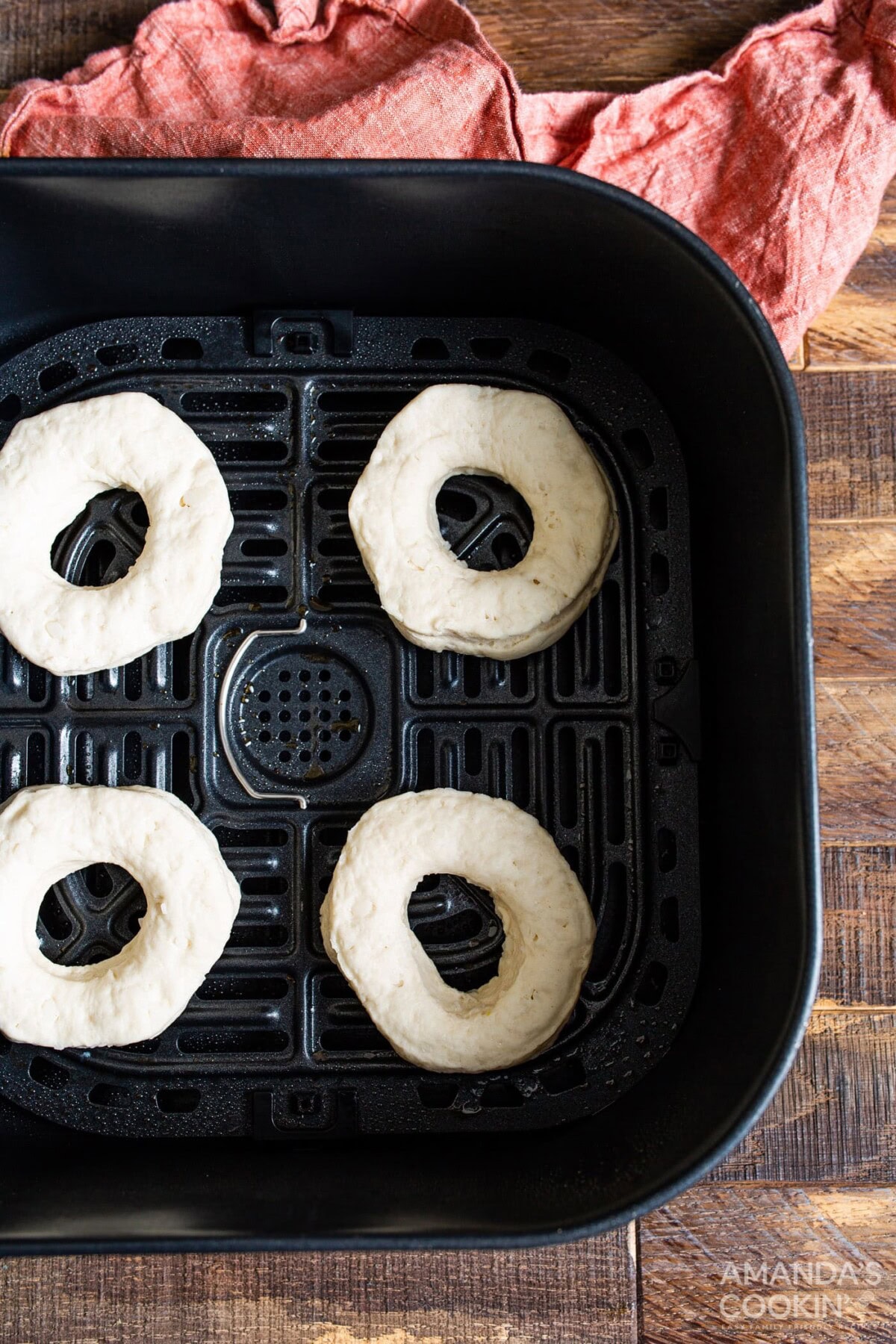 donuts in air fryer basket